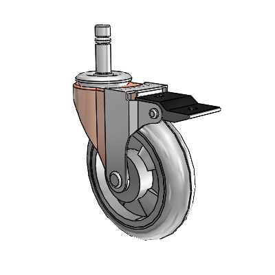 Regent Grip Ring Copper Oxide Swivel Caster with 4 x .9375 Grey MonoTech Wheel and Top Lock Brake