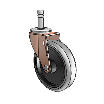 Regent Grip Ring Copper Oxide Swivel Caster with 4 x .9375 Grey Thermoplastic Rubber Wheel