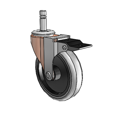 Regent Grip Ring Copper Oxide Swivel Caster with 4 x .9375 Grey Thermoplastic Rubber Wheel and Top Lock Brake