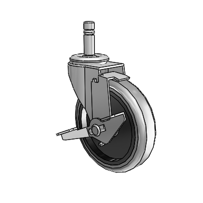 Regent Grip Ring Polished Nickel Swivel Caster with 4 x .9375 Grey Thermoplastic Rubber Wheel and Tread Lock Brake