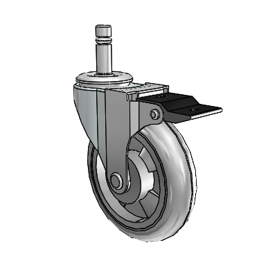 Regent Grip Ring Zinc Swivel Caster with 4 x .9375 Grey MonoTech Wheel and Top Lock Brake