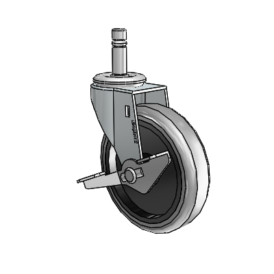 Regent Grip Ring Zinc Swivel Caster with 4 x .9375 Grey Thermoplastic Rubber Wheel and Side Brake
