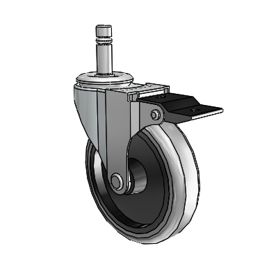 Regent Grip Ring Zinc Swivel Caster with 4 x .9375 Grey Thermoplastic Rubber Wheel and Top Lock Brake