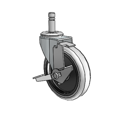 Regent Grip Ring Zinc Swivel Caster with 4 x .9375 Grey Thermoplastic Urethane Wheel and Tread Lock Brake