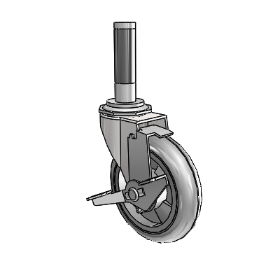Regent Expanding Adapter Bright Chrome Swivel Caster with 4 x .9375 Grey MonoTech Wheel Tread Lock (BRK1)