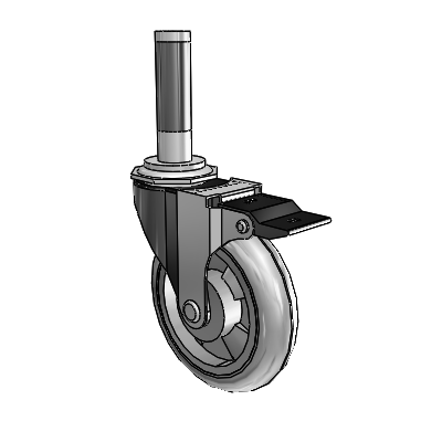 Regent Expanding Adapter Black Oxide Swivel Caster with 4 x .9375 Grey MonoTech Wheel Top Lock