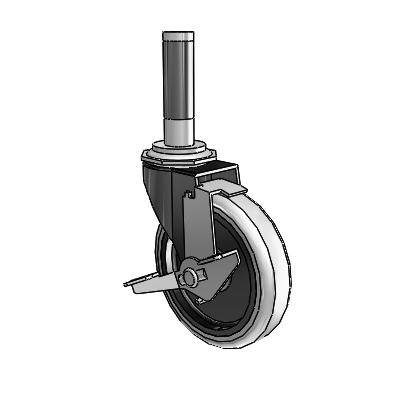 Regent Expanding Adapter Black Oxide Swivel Caster with 4 x .9375 Grey Thermoplastic Urethane Wheel Tread Lock (BRK1)