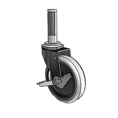Regent Expanding Adapter Black Oxide Swivel Caster with 4 x .9375 Grey Thermoplastic Urethane Wheel Side