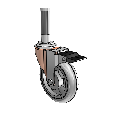 Regent Expanding Adapter Copper Oxide Swivel Caster with 4 x .9375 Grey MonoTech Wheel Top Lock