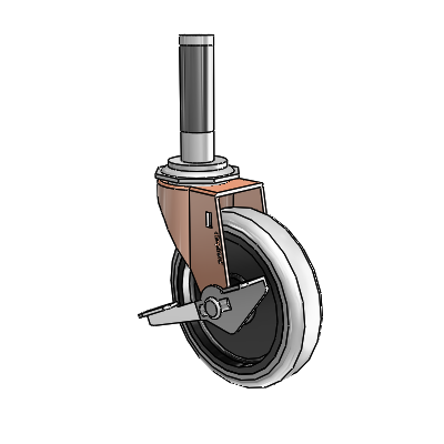 Roulette pivotante Regent à adaptateur extensible en oxyde de cuivre, équipée de 4 roues en uréthane thermoplastique gris de 0,9375