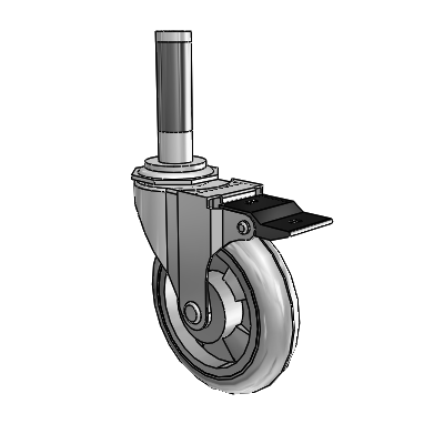Regent Expanding Adapter Polished Nickel Swivel Caster with 4 x .9375 Grey MonoTech Wheel Top Lock
