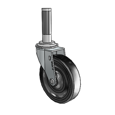 Regent Expanding Adapter Zinc Swivel Caster with 4 x .9375 Black Soft Rubber Wheel
