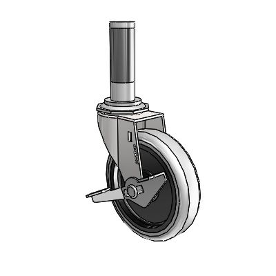 Regent Expanding Adapter Bright Chrome Swivel Caster with 4 x .9375 Grey Thermoplastic Urethane Wheel Side