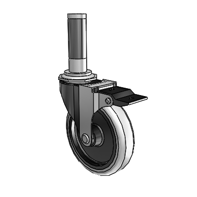 Regent Expanding Adapter Black Oxide Swivel Caster with 4 x .9375 Grey Thermoplastic Urethane Wheel Top Lock