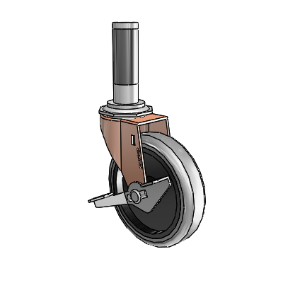 Regent Expanding Adapter Copper Oxide Swivel Caster with 4 x .9375 Grey Thermoplastic Rubber Wheel Side