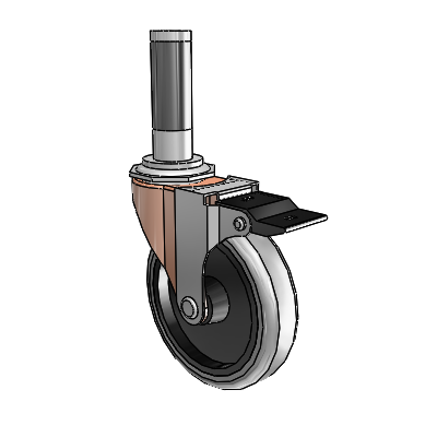 Regent Expanding Adapter Copper Oxide Swivel Caster with 4 x .9375 Grey Thermoplastic Rubber Wheel Top Lock
