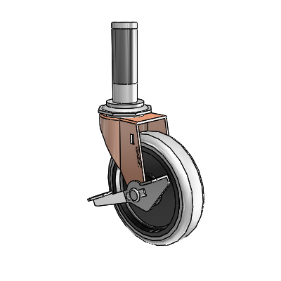 Regent Expanding Adapter Copper Oxide Swivel Caster with 4 x .9375 Grey Thermoplastic Urethane Wheel Side
