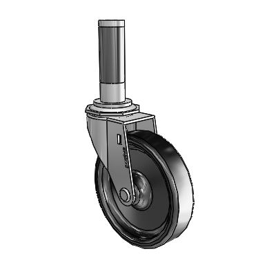 Regent Expanding Adapter Polished Nickel Swivel Caster with 4 x .9375 Black Polyolefin Wheel