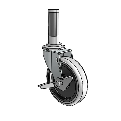 Regent Expanding Adapter Zinc Swivel Caster with 4 x .9375 Grey Thermoplastic Urethane Wheel Side