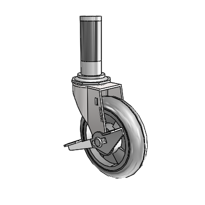 Regent Expanding Adapter Bright Chrome Swivel Caster with 4 x .9375 Grey MonoTech Wheel Side