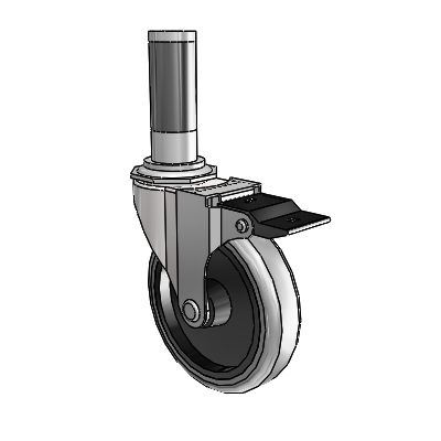 Regent Expanding Adapter Bright Chrome Swivel Caster with 4 x .9375 Grey Thermoplastic Rubber Wheel Top Lock