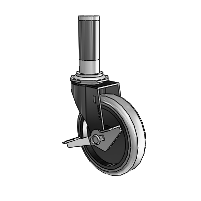 Regent Expanding Adapter Black Oxide Swivel Caster with 4 x .9375 Grey Thermoplastic Rubber Wheel Side