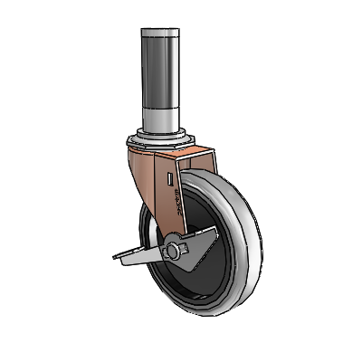 Regent Expanding Adapter Copper Oxide Swivel Caster with 4 x .9375 Grey Thermoplastic Rubber Wheel Side