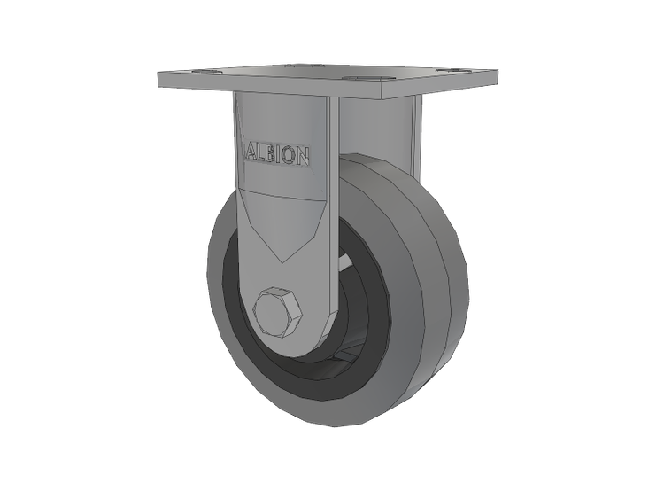 16 Series Top Plate Rigid Caster with 5 x 2 Grey Tread on Grey Core XS - Performa X-tra Soft Rubber (Flat) - Prevenz Antimicrobial Wheel