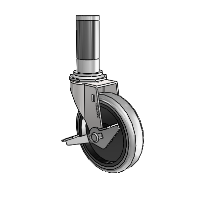 Regent Expanding Adapter Bright Chrome Swivel Caster with 4 x .9375 Grey Thermoplastic Rubber Wheel Side