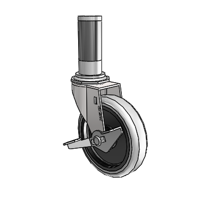 Regent Expanding Adapter Bright Chrome Swivel Caster with 4 x .9375 Grey Thermoplastic Urethane Wheel Side