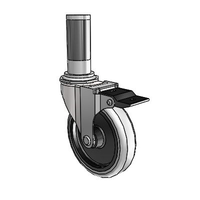 Regent Expanding Adapter Bright Chrome Swivel Caster with 4 x .9375 Grey Thermoplastic Urethane Wheel Top Lock