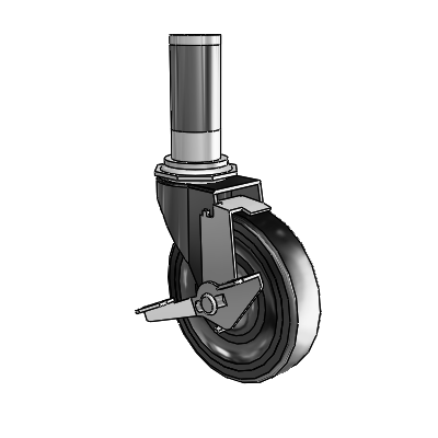 Regent Expanding Adapter Black Oxide Swivel Caster with 4 x .9375 Soft Rubber Wheel Tread Lock (BRK1)