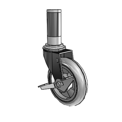 Regent Expanding Adapter Black Oxide Swivel Caster with 4 x .9375 Grey MonoTech Wheel Side