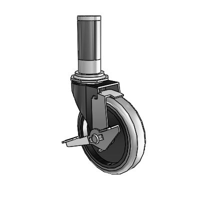 Regent Expanding Adapter Black Oxide Swivel Caster with 4 x .9375 Grey Thermoplastic Rubber Wheel Tread Lock (BRK1)