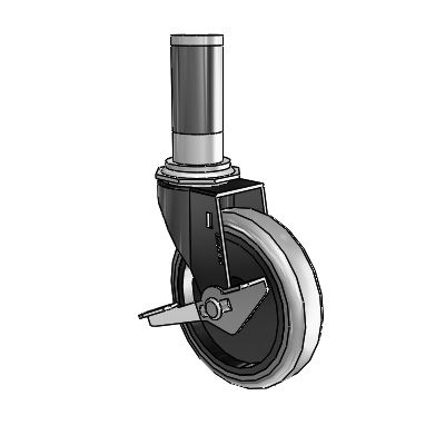 Regent Expanding Adapter Black Oxide Swivel Caster with 4 x .9375 Grey Thermoplastic Rubber Wheel Side