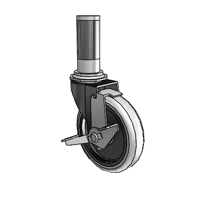 Regent Expanding Adapter Black Oxide Swivel Caster with 4 x .9375 Grey Thermoplastic Urethane Wheel Tread Lock (BRK1)