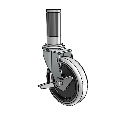 Regent Expanding Adapter Zinc Swivel Caster with 4 x .9375 Grey Thermoplastic Urethane Wheel Side