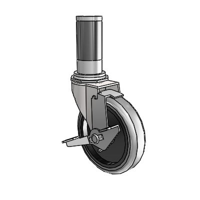Regent Expanding Adapter Bright Chrome Swivel Caster with 4 x .9375 Grey Thermoplastic Rubber Wheel Tread Lock (BRK1)