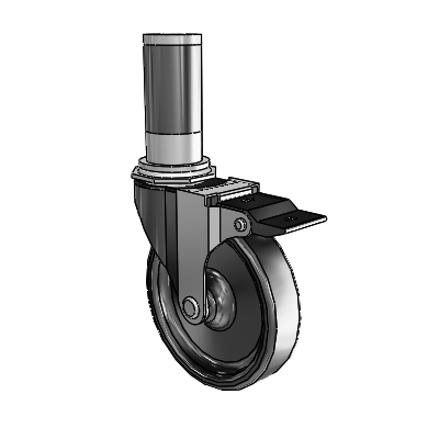Regent Expanding Adapter Black Oxide Swivel Caster with 4 x .9375 Polyolefin Wheel Top Lock