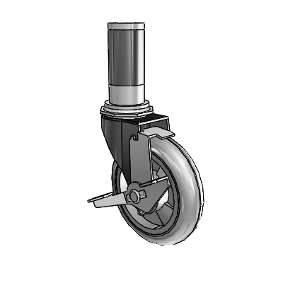 Regent Expanding Adapter Black Oxide Swivel Caster with 4 x .9375 Grey MonoTech Wheel Tread Lock (BRK1)