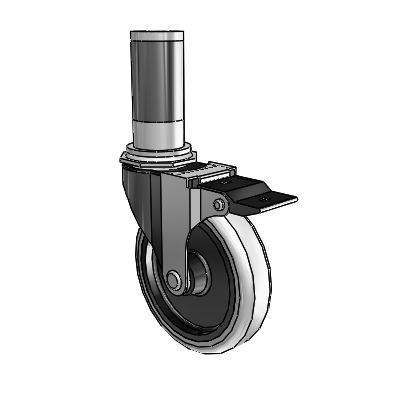 Regent Expanding Adapter Black Oxide Swivel Caster with 4 x .9375 Grey Thermoplastic Urethane Wheel Top Lock