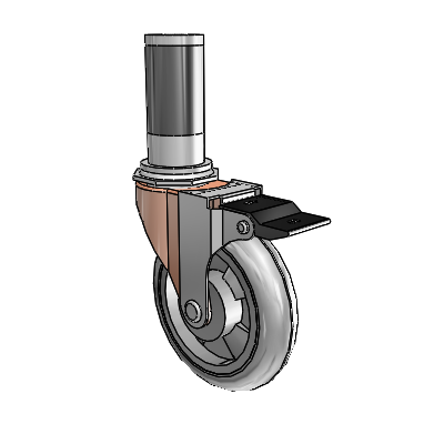 Regent Expanding Adapter Copper Oxide Swivel Caster with 4 x .9375 Grey MonoTech Wheel Top Lock