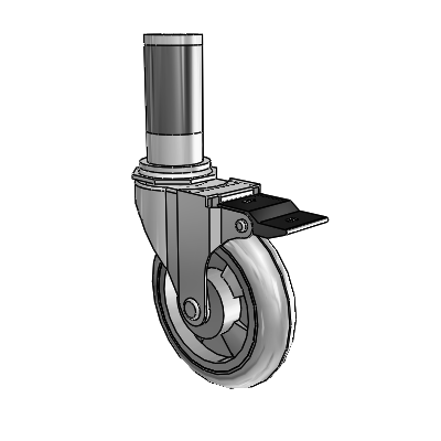 Regent Expanding Adapter Polished Nickel Swivel Caster with 4 x .9375 Grey MonoTech Wheel Top Lock