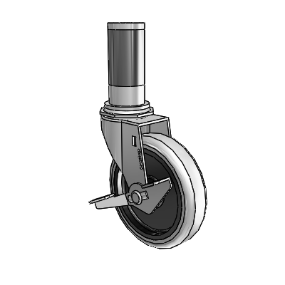 Regent Expanding Adapter Polished Nickel Swivel Caster with 4 x .9375 Grey Thermoplastic Urethane Wheel Side
