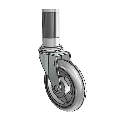 Regent Expanding Adapter Zinc Swivel Caster with 4 x .9375 Grey MonoTech Wheel