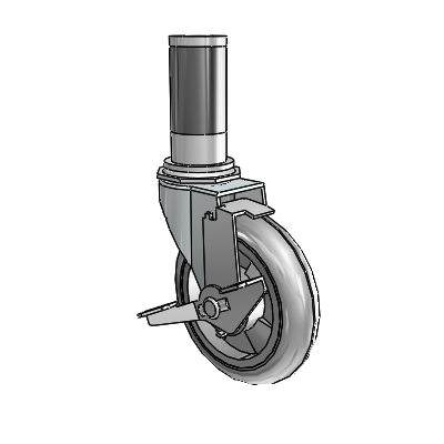 Regent Expanding Adapter Zinc Swivel Caster with 4 x .9375 Grey MonoTech Wheel Tread Lock (BRK1)