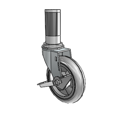 Regent Expanding Adapter Zinc Swivel Caster with 4 x .9375 Grey MonoTech Wheel Side