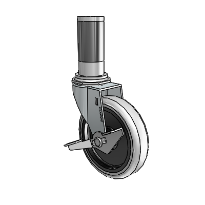 Regent Expanding Adapter Zinc Swivel Caster with 4 x .9375 Grey Thermoplastic Urethane Wheel Side