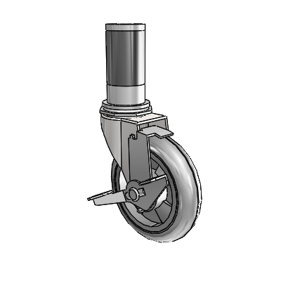 Regent Expanding Adapter Bright Chrome Swivel Caster with 4 x .9375 Grey MonoTech Wheel Tread Lock (BRK1)