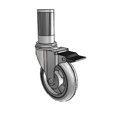 Regent Expanding Adapter Bright Chrome Swivel Caster with 4 x .9375 Grey MonoTech Wheel Top Lock